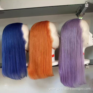 Cheap Lace Front Wig Grey Red Pink Color Bob Wig Raw Cambodian Human Virgin Hair Swiss Full Hd Lace Frontal Wig For Black Women